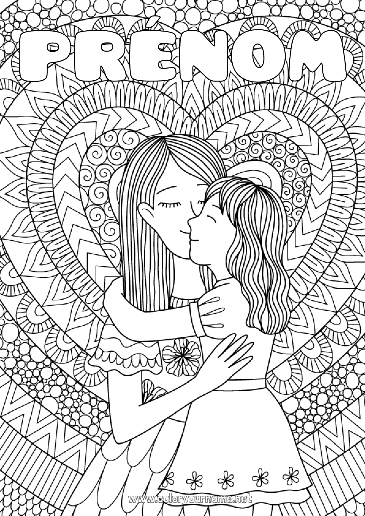 Coloriage N1298 Coeur Mandala Maman