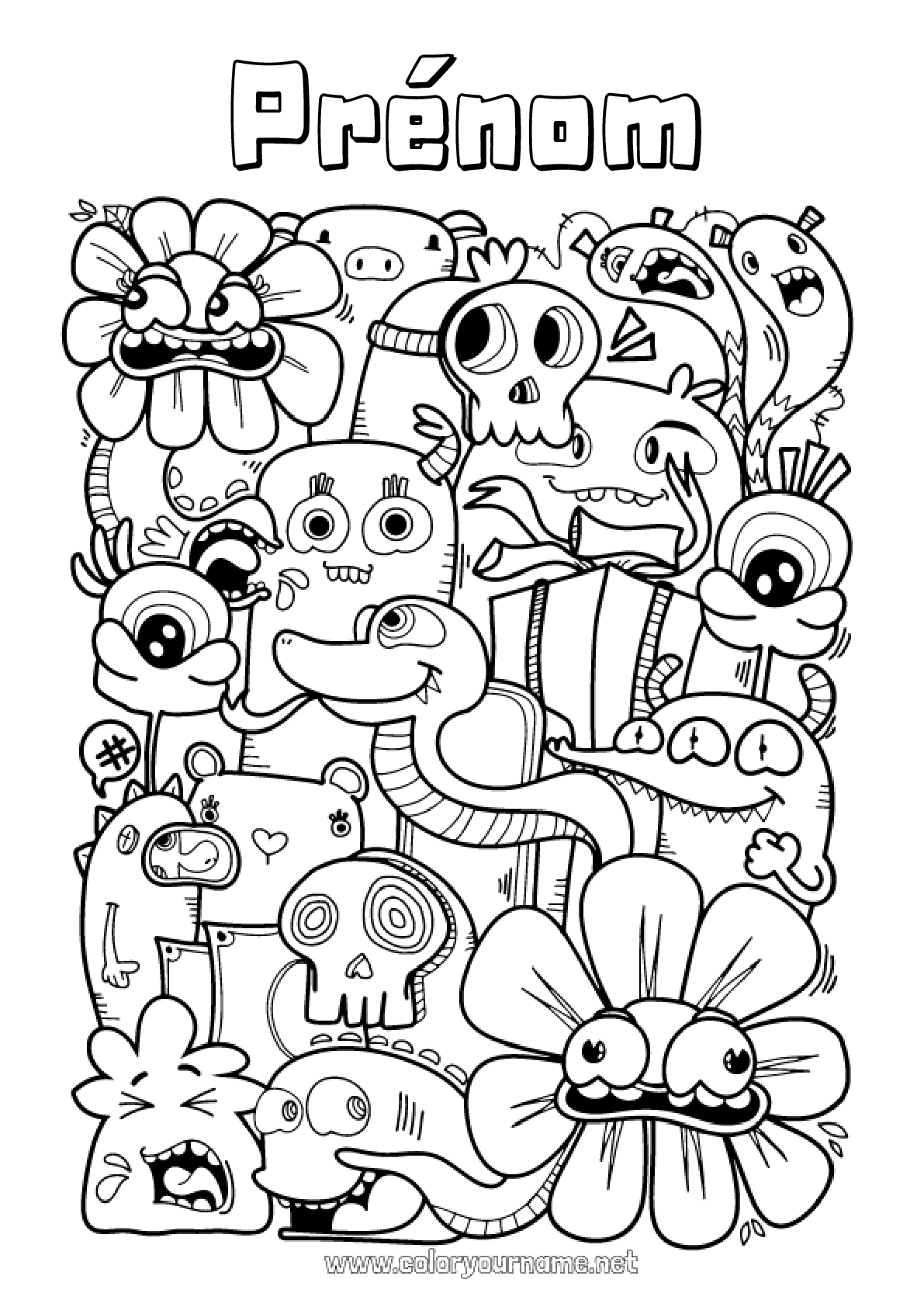 Coloriage N1366 Monstre Kawaii Serpent