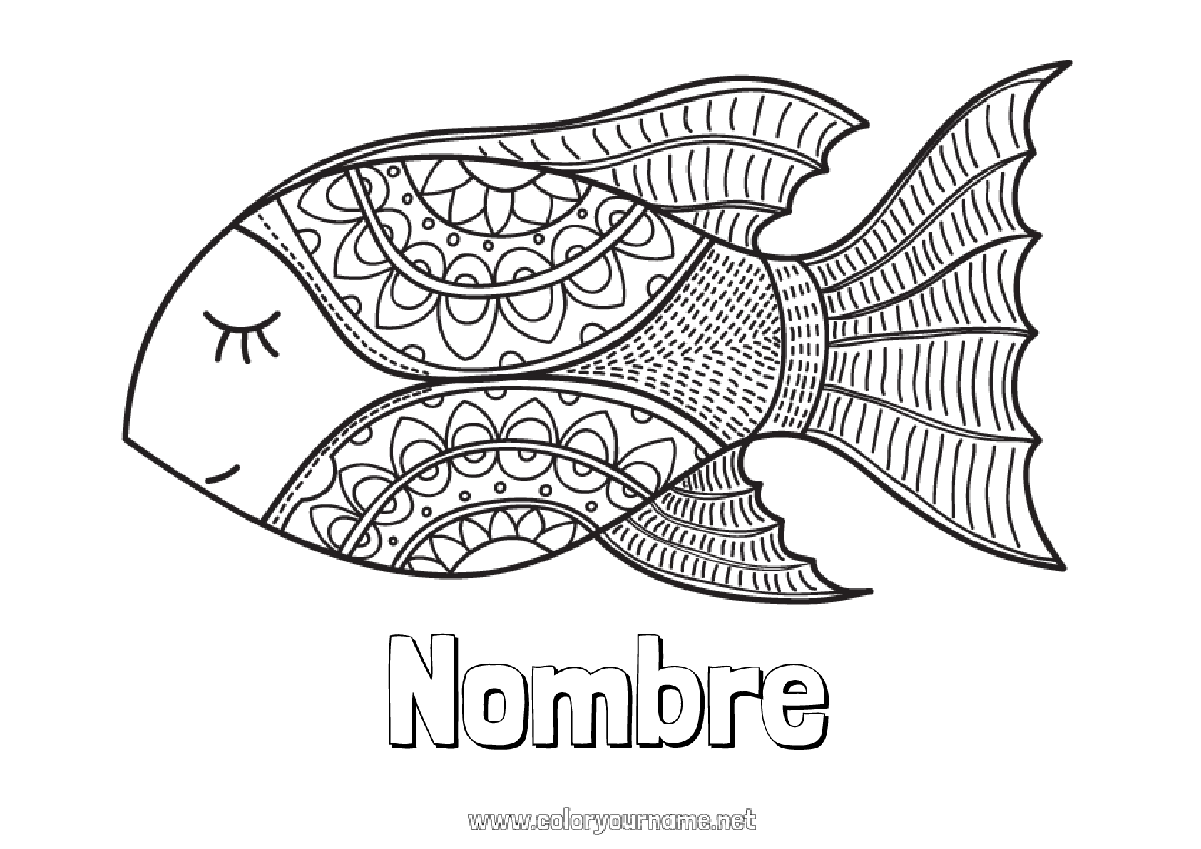 Nº de colorear 1708 Mandala Animales Pescado