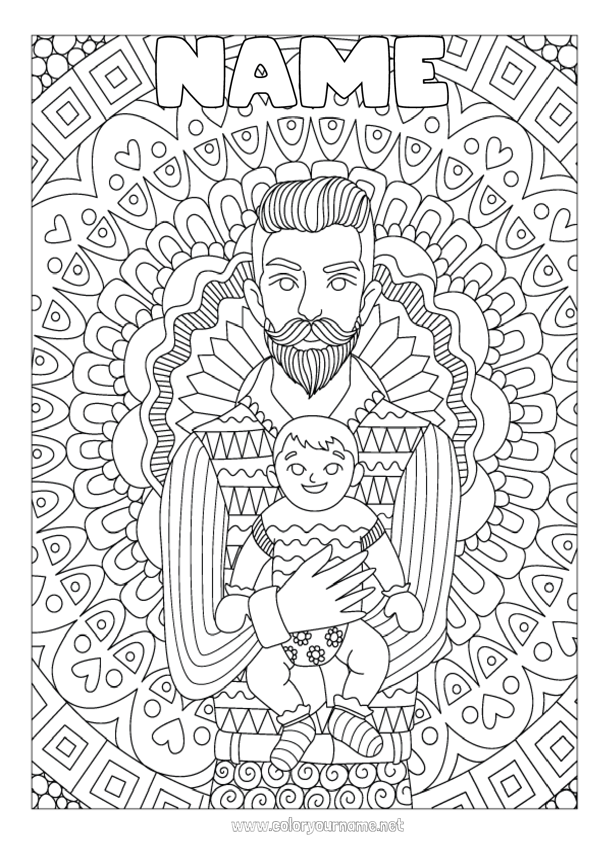 Coloring Page No Mandala Dad Happy Feast Day