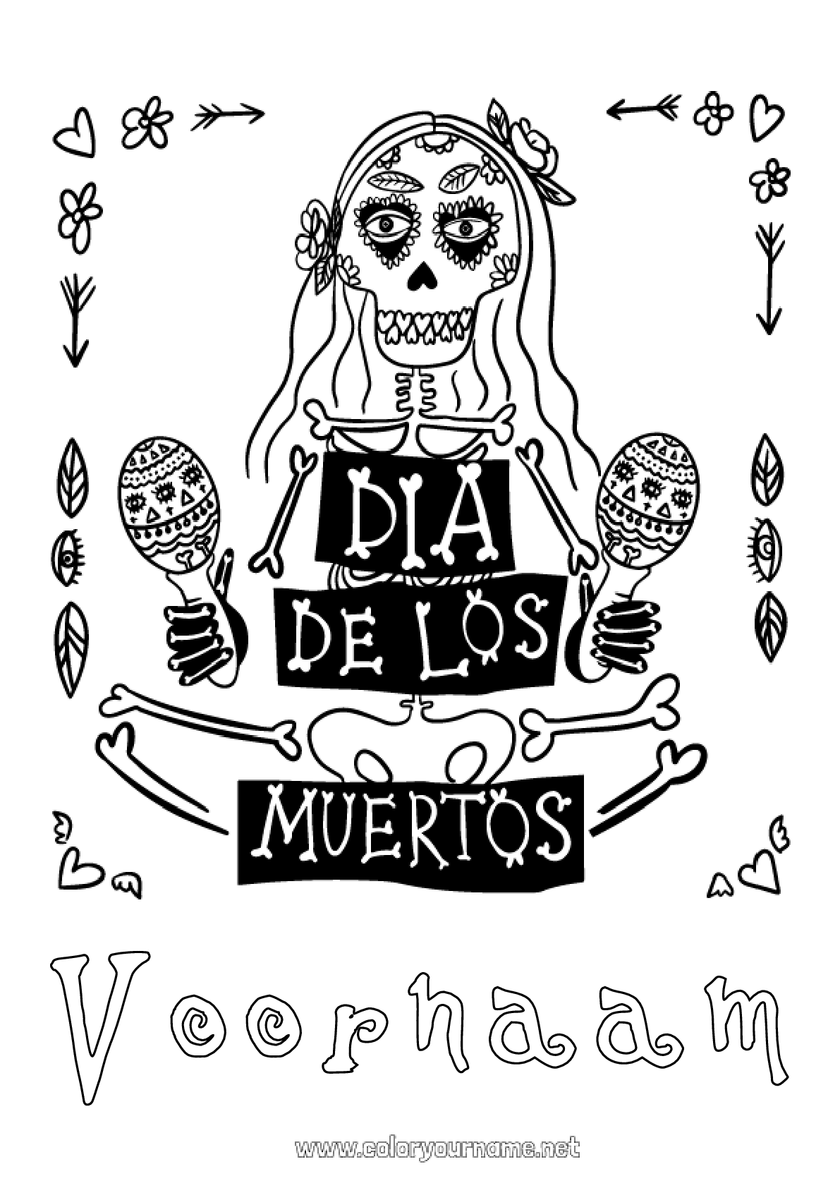 Kleurplaat Nr Skelet Schedel Dia De Los Muertos