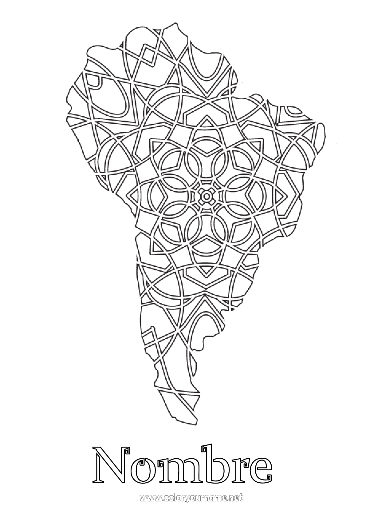 N De Colorear Geograf A Zentangle Sudamerica