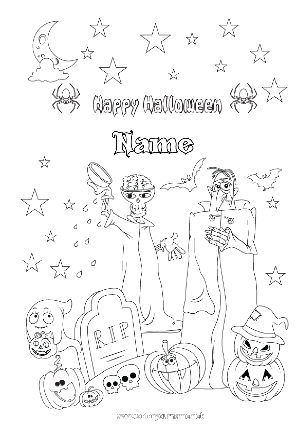 Coloring Page No Bat Cemetery Ghost