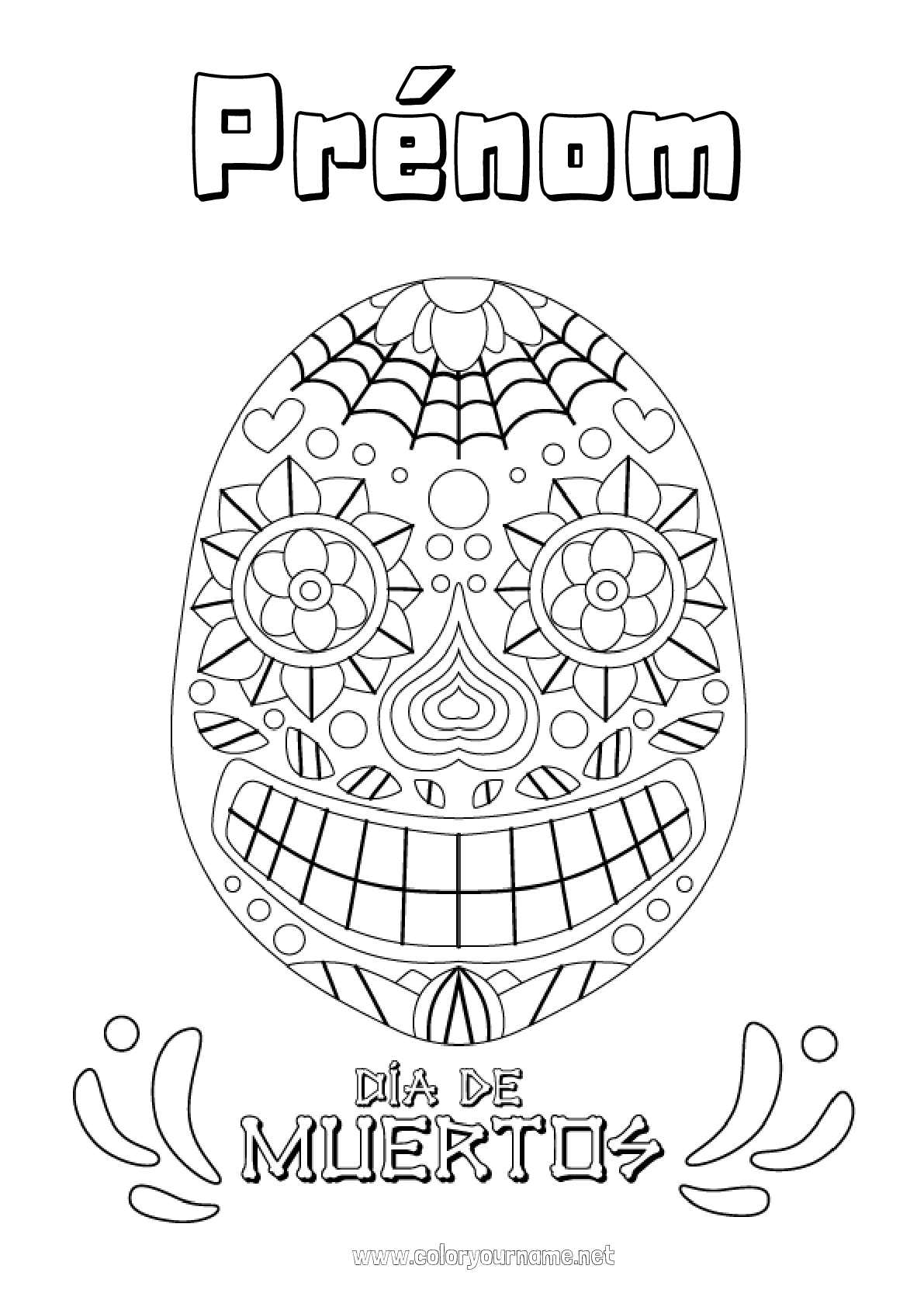 Coloriage n3344 Día de los Muertos Mexique Calaveras têtes de mort