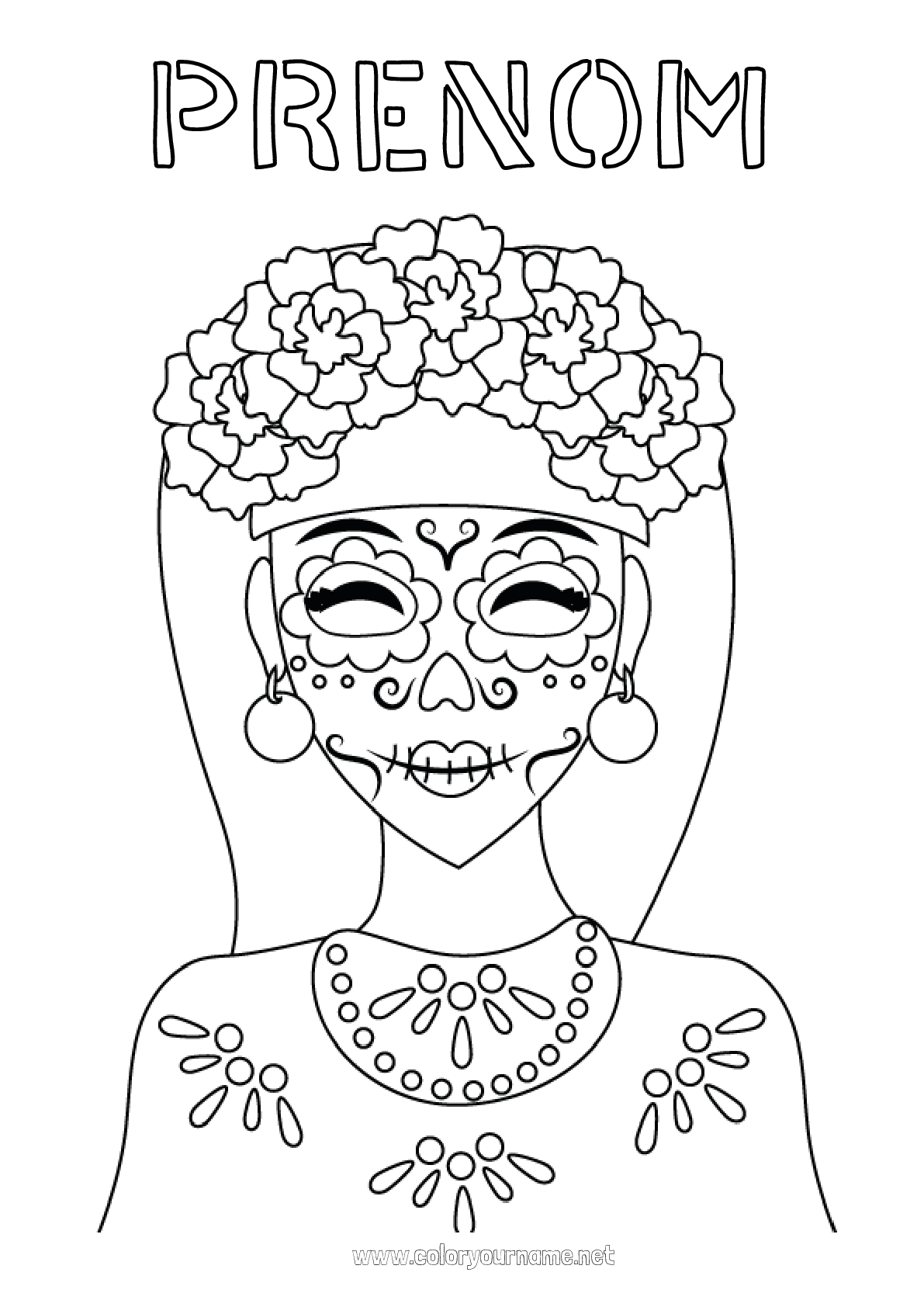 Coloriage N D A De Los Muertos Catrina