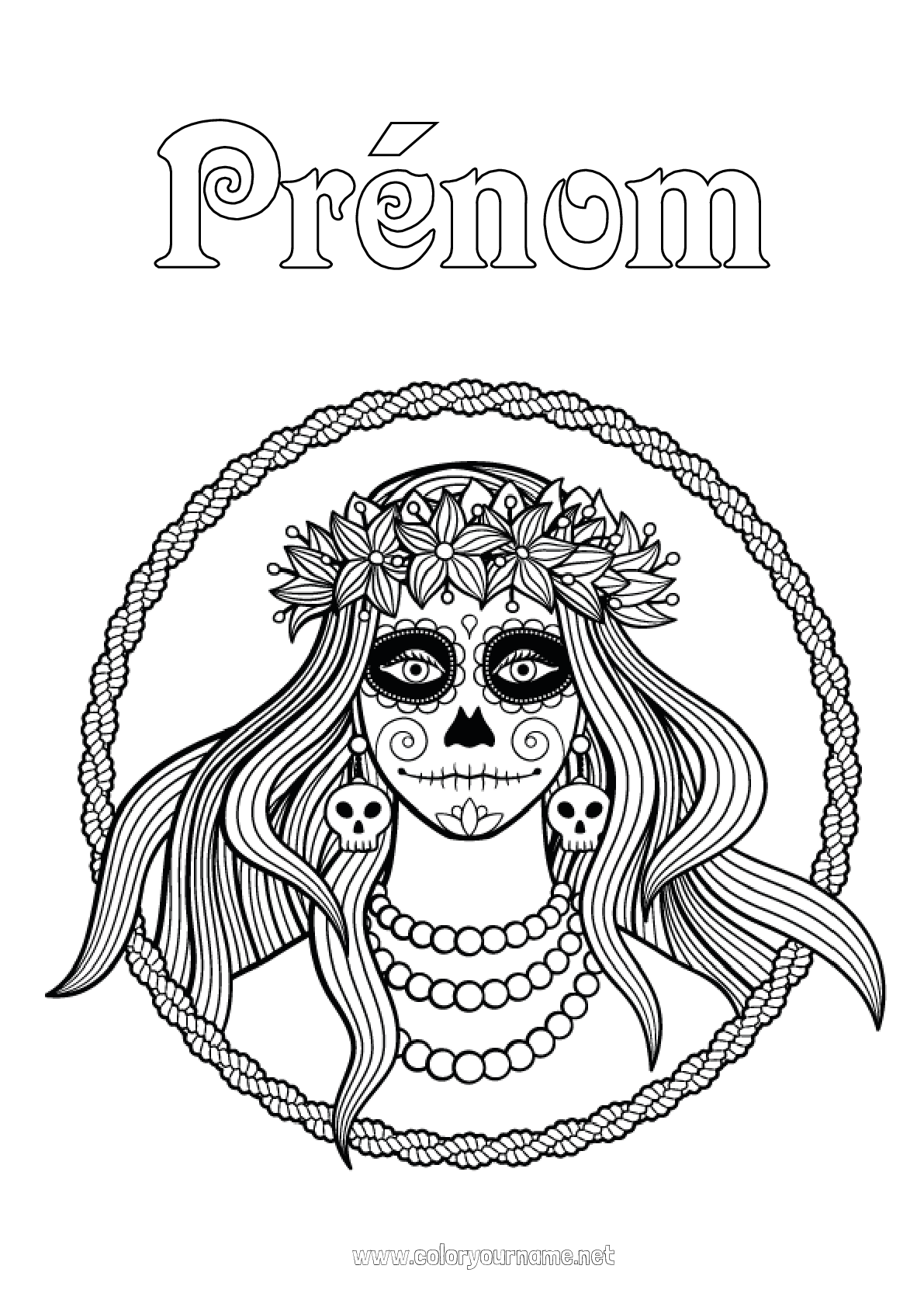 Coloriage N D A De Los Muertos Catrina