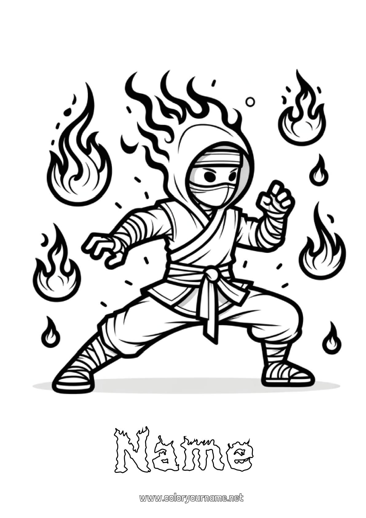 Coloring Page No 3597 Ninjas Fire Animated Cartoon