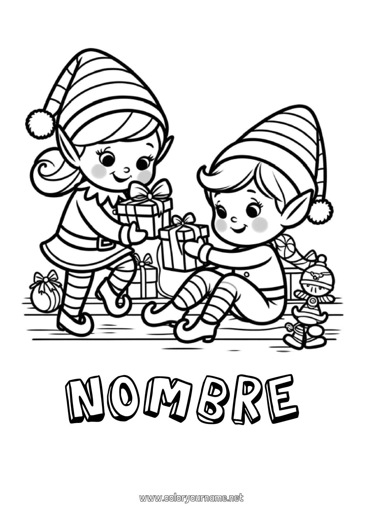 Nº de colorear 3638 Elfos de navidad Dibujos de Elfos para colorear