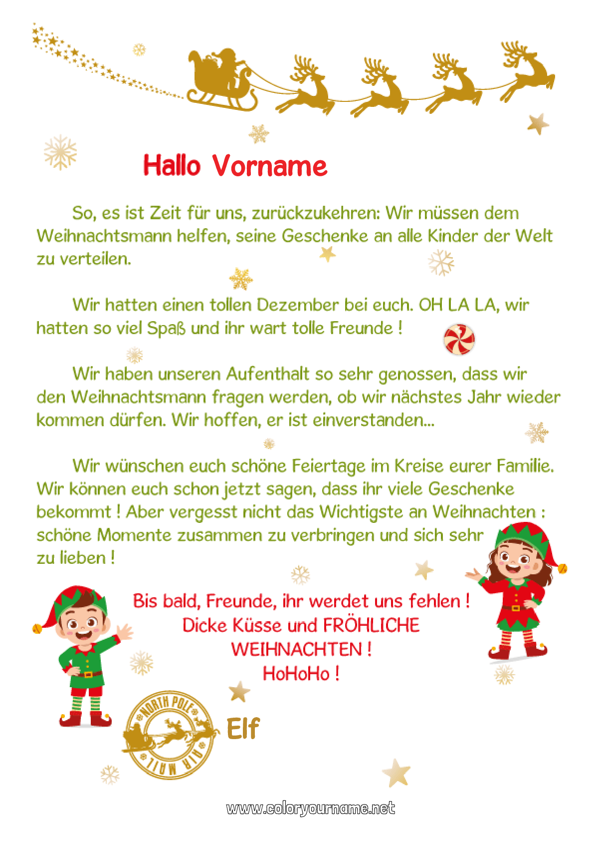 Malvorlage Nr Weihnachtself Elfenstreiche Briefe Elf Abschiedsbrief