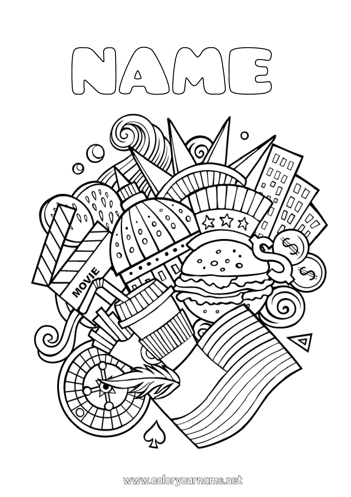 Coloring Page No 693 Mandala Food USA