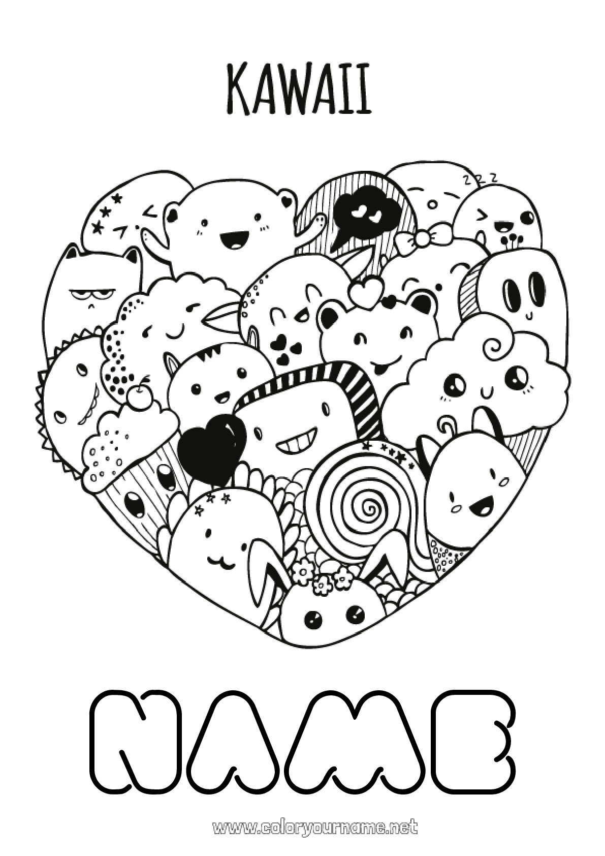 Kawaii Free Customizable Coloring Pages To Print Page