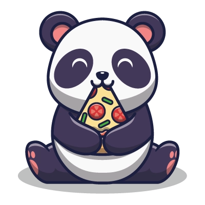 Explicações de desenho desenho para colorir personalizável – panda guloso comendo pizza