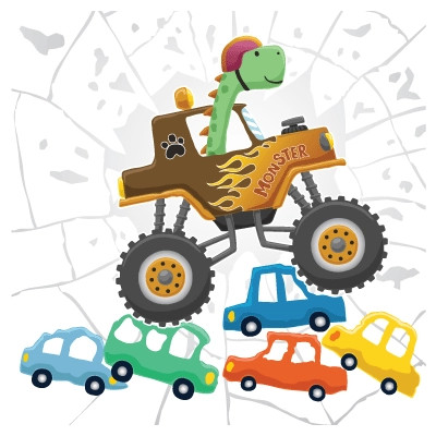 Explications du coloriage coloriage monster truck écrasant des voitures – gratuit et personnalisable