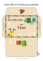 Coloriage personnalisable Lutins de Noël Noël Lettres de lutins farceurs Lettre au Père Noël Enveloppe Enveloppe à imprimer Voyage de l'elfe de Noël Enveloppe de Noël Enveloppe pour courrier du lutin de Noël