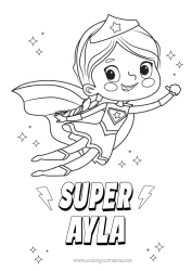 Página de desenho personalizável Menina Herói Emblema super