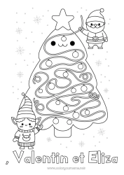 Página de desenho personalizável Árvore de Natal Elfo de Natal Páginas para colorir de elfos Atividades para Crianças Desenhos para colorir fáceis Labirinto