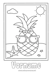 Página de desenho personalizável Abacaxi Frutas Desenhos para colorir fáceis