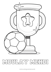 Coloriage personnalisable Football Ballon de foot Sport Coupe, trophée, médaille Champion Coloriages faciles Sports d'équipe Compétitions et récompenses Première place - vainqueur