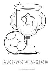 Coloriage personnalisable Football Ballon de foot Sport Coupe, trophée, médaille Champion Coloriages faciles Sports d'équipe Compétitions et récompenses Première place - vainqueur