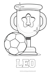 Coloriage personnalisable Football Ballon de foot Sport Coupe, trophée, médaille Champion Coloriages faciles Sports d'équipe Compétitions et récompenses Première place - vainqueur