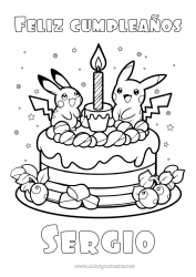 Anpassbare Malvorlage Kuchen Geburtstag Pokemon Manga Alles Gute zum Geburtstag (Französisch) Nachricht Cartoon