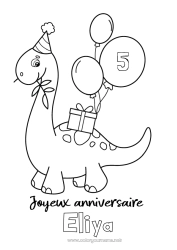 Coloriage personnalisable Cadeaux Anniversaire Dinosaures Ballons Animal Coloriages faciles Joyeux anniversaire (français) Message Age fêté personnalisable