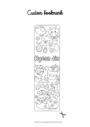 Customizable coloring page Kawaii Children's activities Easter Bookmark Symbols