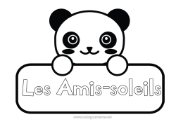 Coloriage personnalisable Kawaii Animal Panda Autres animaux du monde étiquette