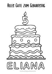 Pagina da colorare personalizzabile Candela Torta Compleanno Numero Disegni da colorare facili Buon compleanno (francese) Messaggio Età festeggiata personalizzabile