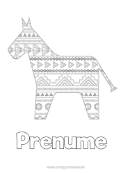 Pagină de colorat personalizată Cal Animal Mexic Colorează intermediare Animale de fermă Cinco de Mayo Piñata Măgar Suedia Calul din Dalecarlia