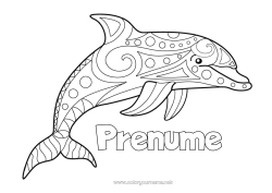 Pagină de colorat personalizată Mandala Animal Delfin Desene de colorat ușoare Animale marine sau acvatice