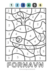 Farvelægningssiden tilpasning Ciffer Sommer Hval Hav Magiske farvelægninger Dyr Havdyr eller vandlevende dyr