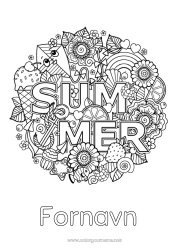 Gratis fargelegging Blomster Mandala Ferier Sommer Symboler Komplekse fargelegginger Anti-stress Marin anker Drage