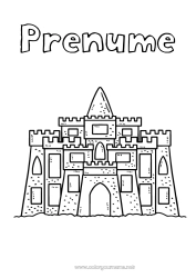 Pagină de colorat personalizată Castel Plajă Castel de nisip