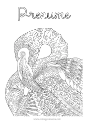 Pagină de colorat personalizată Mandala Animal Desene de colorat complexe Flamingo roz Păsări și mamifere zburătoare