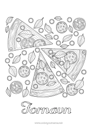 Fargeleggingssiden å tilpasse Mat Komplekse fargelegginger Zentangle Pizza