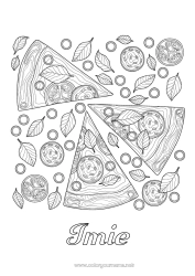 Kolorowanka do personalizacji Jedzenie Złożone kolorowanki Zentangle Pizza