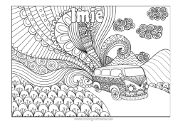 Kolorowanka za darmo Pojazdy Złożone kolorowanki Zentangle Furgonetka Samochody, furgonetki i kampery