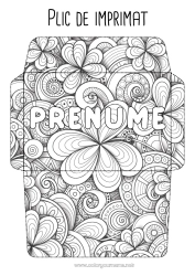 Pagină de colorat personalizată Șansă Trifoi Sărbătoarea Sfântului Patrick Plic Desene de colorat complexe Zentangle Plic de imprimat