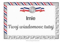 Kolorowanka do personalizacji Piłka nożna Sport Taniec Rugby Baseball Bieg Mistrz Siatkówka Sporty drużynowe Sporty wodne Gimnastyka Sporty artystyczne Tenis Sporty rakietowe Sztuki walki Zawody i nagrody Inne sporty Ping pong Ultimate, frisbee Badminton Piłka ręczna Karaté Judo Boks Pływanie Igrzyska Olimpijskie Golf Dyplom Pieniądze Drugie miejsce