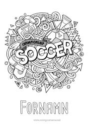 Färgläggningssida att anpassa Lugn och zen Fotboll Sport Zentangle Antistress Lagsporter