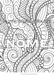 Colorazione gratuita Foglie Nome decorato Zentangle Pianta verde Sfondo decorativo