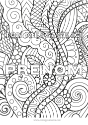 Coloriage gratuit Feuilles Nom décoré Zentangle Plante verte Fond décoratif