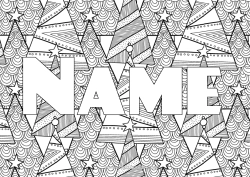 Free coloring Decorated name Zentangle Fir Decorative background