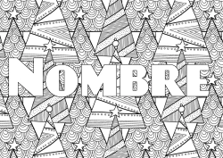 Colorear gratis Nombre decorado Zentangle Abeto Fondo decorativo