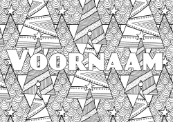 Gratis kleurplaat Gedecoreerde naam Zentangle Kerstboom Decoratieve achtergrond