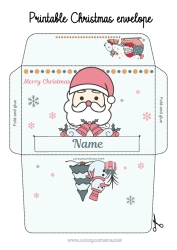 Coloring to customize Santa Claus Sleigh Envelope Envelope to print Christmas Envelope