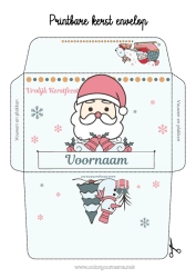 Gratis kleurplaat Kerstman Slee Envelop Afdrukbare enveloppen Kerstenvelop