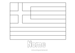 Desenho para personalizar Geografia Bandeira País Grécia