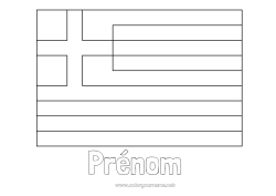 Coloriage à personnaliser Géographie Drapeau Pays Grèce